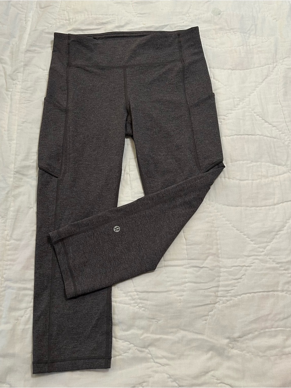 Lululemon Speed Up Crop Leggings Dark Gray Heather Pockets Women Size 8